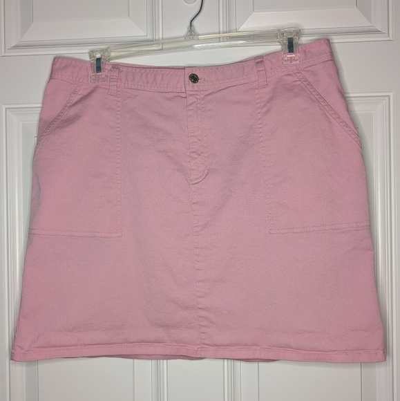 Lauren Ralph Lauren Dresses & Skirts - Lauren Ralph Lauren Women's Size 16 Pink Denim Style Cotton Skirt Pockets
